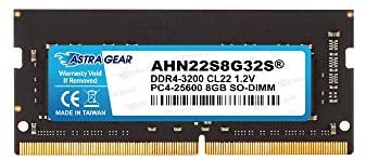 Astra Gear 8GB(8GBx1) 3200MHz(PC4-25600) DDR4 Gaming Laptop Notebook Computer Memory Upgrade Ram Module Non ECC-SO-DIMM 260 Pin(AHN22S8G32S)