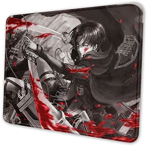 Attack on Titan Levi Mouse Pad Anime Gaming Mouse Pads Non-Slip Mousepad for Laptop Computers 7.9×9.5 inch
