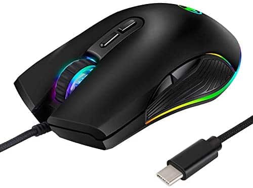 Attoe USB C Mouse, Ergonomic Type-C Mouse with Backlight, up to 3200 DPI, RGB Wired Gaming Mouse for MacBook Pro, Matebook X, MacBook 12″, Chromebook, HP OMEN and More USB Type C Devices (USB C Port)