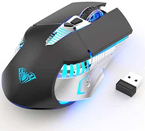 Aula Rechargeable Bluetooth Wireless Gaming Mouse,800-2400DPI with 3 Modes(BT5.0, BT3.0 and 2.4G),Ergonomics Game Mice for PC Laptop Computers Desktop