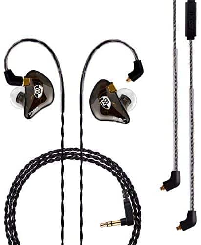 BASN Professional in Ear Monitor Headphones for Singers Drummers Musicians with MMCX Connector IEM Earphones (Pro Clear Brown)