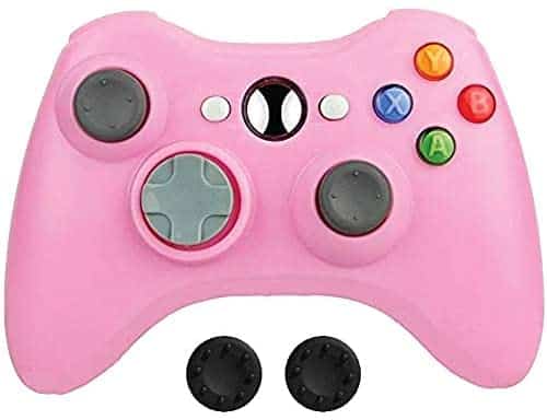 BEK Controller Replacement for Xbox 360 Controller, Wireless Remote Gamepad Non-Slip Joystick Thumb Grips Double Shock Live Play Compatible with Microsoft Xbox 360 Slim PC Windows 10 8 7 Color (Pink)