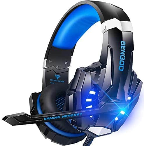 BENGOO G9000 Stereo Gaming Headset for PS4 PC Xbox One PS5 Controller, Noise Cancelling Over Ear Headphones with Mic, LED Light, Bass Surround, Soft Memory Earmuffs for Laptop Mac Nintendo NES Games