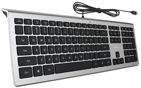 BFRIENDit Wired USB RGB Backlit Keyboard, Comfortable Quiet LED Chocolate Keys, Durable Ultra-Slim Wired Computer Keyboard for PC, Windows 10/8 / 7 / Vista, Windows OS – Silver/Black