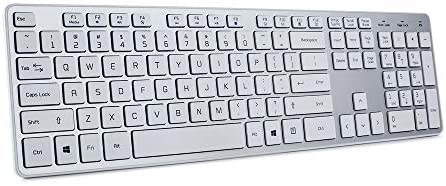 BFRIENDit Wireless Keyboard Ultra – Quiet Chocolate Keys 2.4GHz Connection Slim Wireless Computer Keyboard for Windows 10/8/7/Vista, Microsoft & PC, Smart TV, RF1430K – Silver…