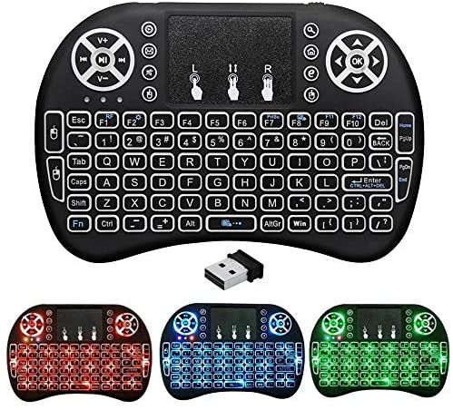 BIFANS 2.4G Mini Wireless Keyboard with Touchpad Mouse, Upgraded Multi Backlit, Portable Wireless Keyboard with USB Receiver Remote Control, Best for Android Smart TV Box HTPC Pad Xbox Windows Mac