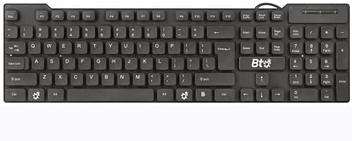 BTO USB Wired Keyboard, 104 Keys with Numeric Pad, Anti Spill and Dust Proof, Slim and Flexible Design, Compatible with Laptop Notebooks, Desktops PCs, Tablets, Towers, Windows 7, 8, 10.