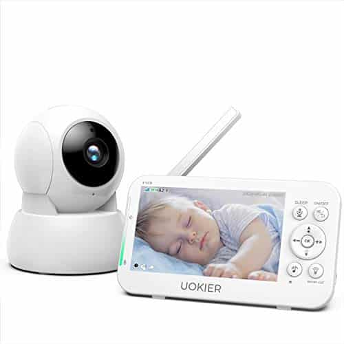 Baby Monitor, UOKIER 1080P 5″ HD Display Video Baby Monitor with Night Vision and Thermal Monitor, IPS Screen, 1200 ft Range, 5200mAh Battery, Two-Way Audio, One-Click Zoom, Ideal for New Moms