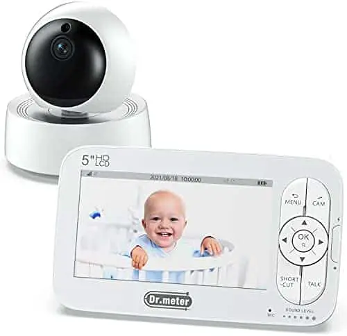 Baby Monitor with Camera and Audio, Video Baby Monitor with 5″ LCD Screen, 720p HD Resolution, Remote PTZ, Two-Way Talk, 1000ft Range, 2X Zoom, Infrared Night Vision, Lullabies and Sound Alert