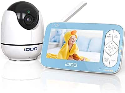 Baby Monitor with Camera and Audio, iDOO Video Baby Monitor no WiFi with Night Vision, 720P 5″ HD Color Display, Remote Pan-Tilt-Zoom, 900 ft Long Range, Two-Way Talk, Room Temperature, Lullabies