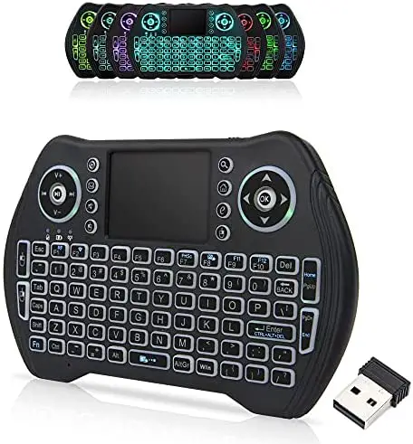 Backlit 2.4GHz Mini Wireless Keyboard Remote Control with Touchpad Mouse Combo with USB Dongle Rechargeable Li-ion Battery for Android TV Box/Smart TV/PC/Windows/MacOS/Linux/X-Box/Smart TV Box