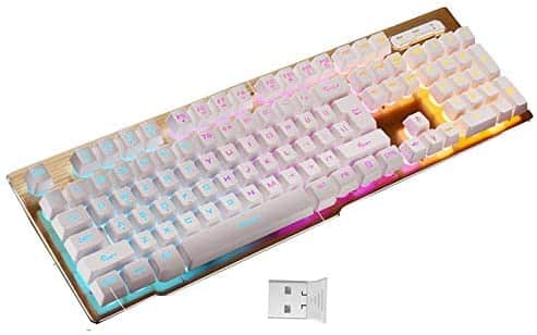 Backlit Keyboard,Wireless Fast-Charging Keyboard Suspended Keycap Illuminated Mechanical Feel Gaming Keyboard 104 Keys for Laptop Desktop PC (White)