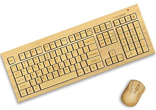 Bamboo Wireless Keyboard and Mouse. Standard Size. Eco Friendly, Handcrafted, Standard Size Design by TrioGato