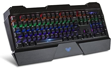 Beastron RGB LED Backlit Mechanical Wired Gaming Keyboard with Blue Switches, Adjustable Backlit Effects, Compatible with PC and Mac – Sapphire Spectrum 2013BL