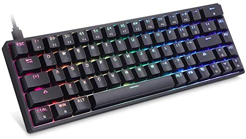 Betolye 65% Percent Mechanical Keyboard, 68Keys RGB LED Illuminated ABS Double-Shot Keycaps Hot-swap Gateron Optical Blue Switch Programmable USB Wired Keyboard for PC Mac PS4 Gamer