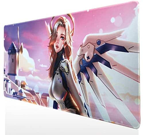 Beyme Large Gaming Mouse Pad XXL Size (900x400mm) Extended Mouse Mat/Desk Pad with Non-Slip Rubber Base, Special-Textured Surface for Keyboard and Mouse (90×40 Mercy angel031)