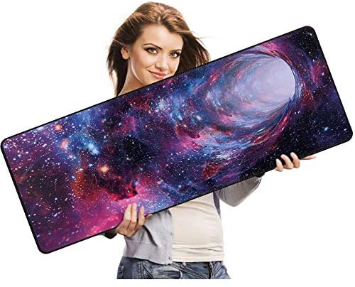 Big Sized Gaming Mouse Pad, Extended Mouse Pad, XXL Large Computer Keyboard Mouse Mat Desk Pad with Non-Slip Base and Stitched Edge for Home Office Gaming Work, 31.5×15.7×0.12inch,Galaxy Print (3)