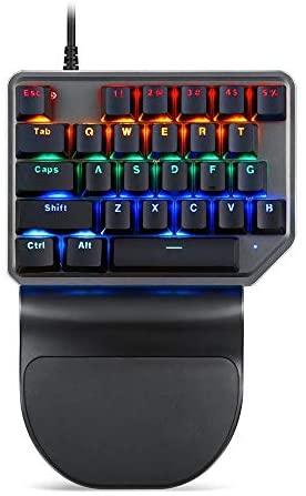 Black Mechanical USB Wired LED Backlight Keyboard One Handed Portable Computer Gaming Keyboard