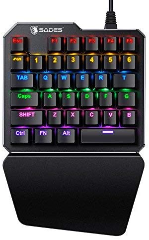 (Black Switch) One-Handed RGB Mechanical Gaming Keyboard SADES Half Keyboard Gaming Keypad Small Gaming Keyboard for PUBG/Fps Games/LOL/APEX/CSGO/Rainbow Six