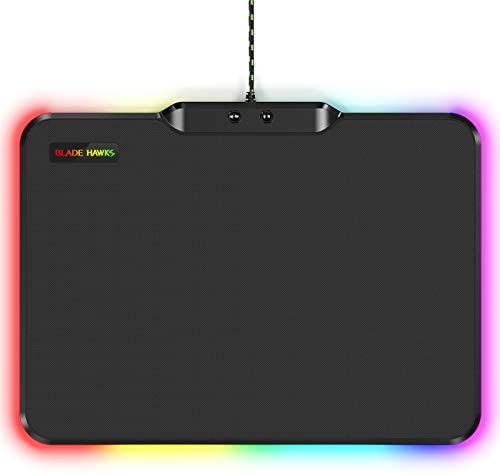 Blade Hawks RGB Gaming Mouse Mat Pad, LED Mouse Mat with Non-Slip Rubber Base, 9 Lighting Models, 14″ x 10.5″ x 0.2″ Large Computer Pad for Gamer Office Home