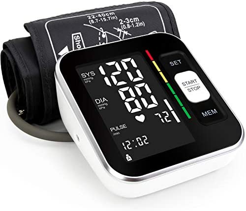 Blood Pressure Monitor – Automatic Upper Arm Machine & Accurate Adjustable Digital BP Cuff Kit – Largest Backlit Display – 240 Sets Memory, Includes USB Cord, Carrying Case