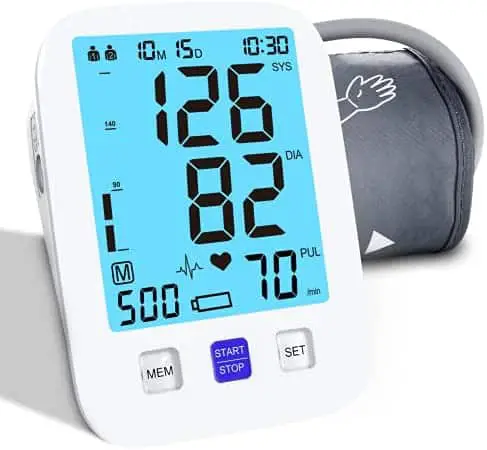 Blood Pressure Monitor Upper Arm Automatic Blood Pressure Machine Digital Large Cuff 4 Batteries Included LCD Backlight Screen