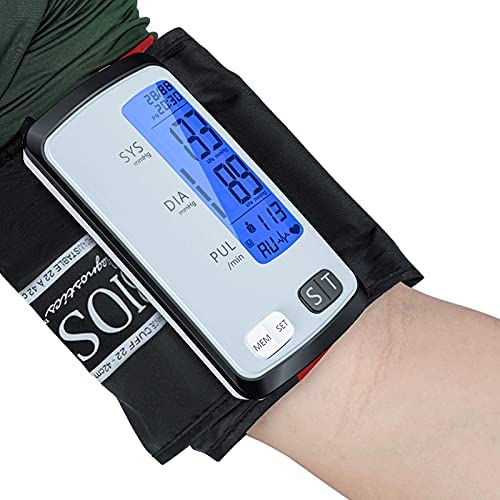 Blood Pressure Monitor Upper Arm Automatic Bluetooth Blood Pressure Machine Digital Large Cuff 4 Batteries Included LCD Backlight Screen Compatible for Apple and Android Devices