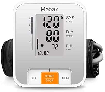 Blood Pressure Monitor Upper Arm, Mebak Automatic Digital BP Machine Cuffs for Home Use, Pulse Rate Monitoring with Large Display, 2×120 Memory