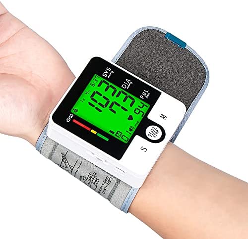 Blood Pressure Monitor, Wrist Automatic Large Backlit Display Screen Adjustable Cuff Kit Includes Batteries