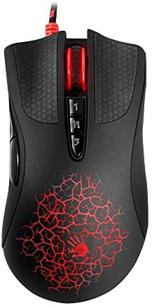 Bloody AL90 Optical Gaming Mouse with Light Strike (LK) Optical Switch & Scroll – 8 Programmable Buttons and Advanced Macros – Ergonomic Right Hand Grip – Button Grips – Colored Profile Selection