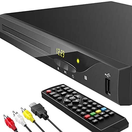 Blu Ray DVD Player, 1080P Home Theater Disc System, Play All DVDs and Region A 1 Blu-rays, Support Max 128G USB Flash Drive + HDMI / AV / Coaxial Output + Built-in PAL/NTSC with HDMI /AV Cable