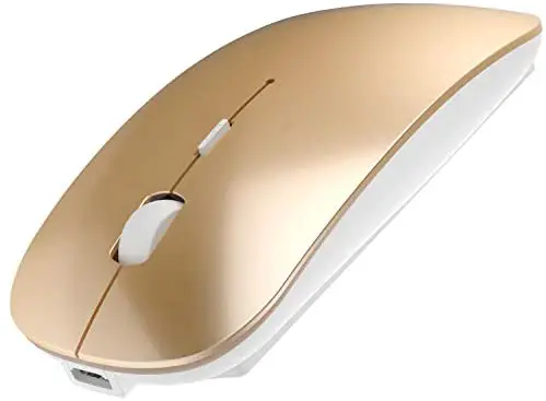 Bluetooth Ergonomic Mouse for Mac,Rechargeable Wireless Bluetooth Mouse,2.4G Wireless Mice 4 Button and 3 Adjustable DPI for Laptop/Computer/Windows (Gold)