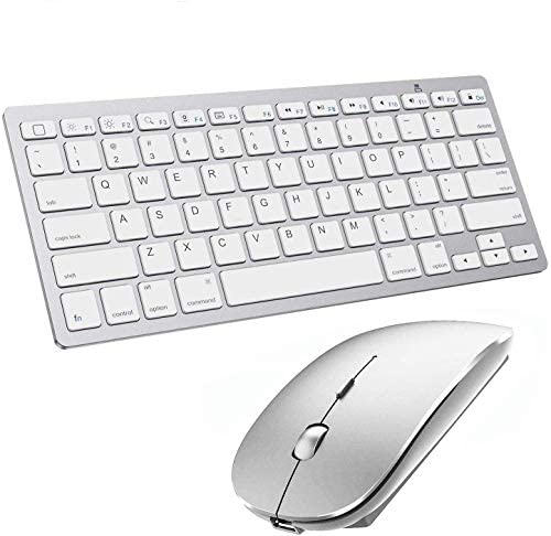 Bluetooth Keyboard and Mouse for iPad and iPhone Bluetooth Keyboard Compatible with iPad/iPad Pro/iPad Air/iPad Mini and Other Bluetooth Enabled Devices (iPadOS 13 / iOS 13 and Above) (Silver)