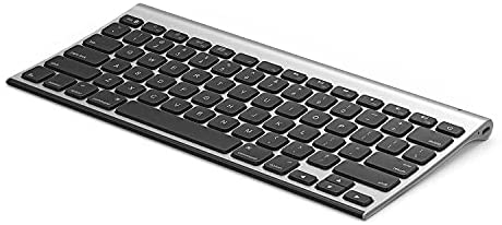 Bluetooth Keyboard for Mac, Rechargeable Ultra-Slim Wireless Keyboard, Compact Space-Saving Design, Compatible with Apple MacBook Pro/Air, iMac, iPad, iPhone (Black Silver)
