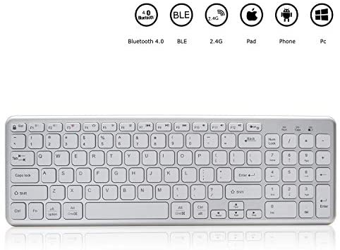 Bluetooth Keyboard for mac,Full Size switchable Multi-Device Keyboard, Wireless Keyboard for mac with Numeric keypad,Keyboard Wireless for Mac,Windows,iOS,Android and The Other moblie Device.(White)