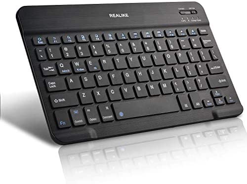 Bluetooth Keyboard,REALIKE Ultra-Slim Rechargeable Wireless Bluetooth Keyboard for iOS, Android, Windows, and Mac Compatible with iPad, iPad Pro, iPhone, Android Tablets etc (Black)