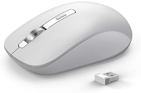 Bluetooth Mouse, J JOYACCESS 2.4G Wireless Bluetooth Mouse Dual Mode(Bluetooth 5.0/3.0+USB), Computer Mice for Laptop/Computer MacBook/Windows/MacOS/Android – Gray