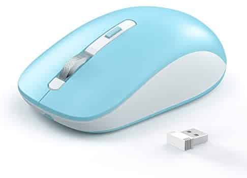 Bluetooth Mouse, JOYACCESS 2.4G Wireless Bluetooth Mouse Dual Mode(Bluetooth 5.0/3.0+USB), Computer Mice for Laptop/ Computer MacBook/ Windows/ MacOS/ Android – Blue