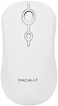 Bluetooth Mouse, Macally Rechargeable Wireless Mouse for Laptop, Desktop PC, Mac, MacBook Pro Air, iPad iOS, Android – Silent Ambidextrous Wireless Computer Mouse Bluetooth with DPI Switch – White