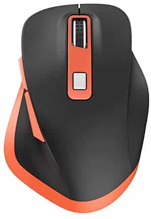Bluetooth Mouse, Noiseless Mouse with USB Nano Receiver，Ergonomic Dual Mode(Bluetooth + USB) Rechargeable Bluetooth Wireless Mouse for Laptop, iPad, MacBook Pro,PC,Notebook,Computer (Black&Orange)