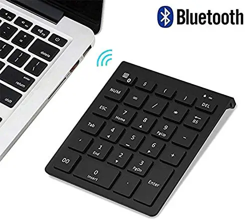 Bluetooth Number Pad, Lekvey Portable Wireless Bluetooth 28-Key Numeric Keypad Keyboard Extensions for Financial Accounting Data Entry for Smartphones, Tablets, Surface Pro, Windows, Laptop and More