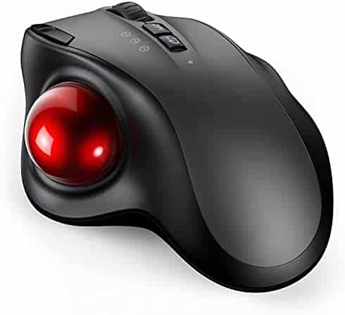 Bluetooth Trackball Mouse, 2.4G USB Wireless & Bluetooth Ergonomic Mice Rechargeable with USB-C Port and 3 DPI for Computer Laptop Tablet Android Windows Mac-Black