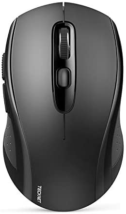Bluetooth Wireless Mouse, TECKNET 3 Modes Bluetooth 5.0 & 3.0 Mouse 2.4G Wireless Portable Optical Mouse with USB Nano Receiver, 2400 DPI for Laptop, MacBook, PC, Windows, Android, OS System (Black)