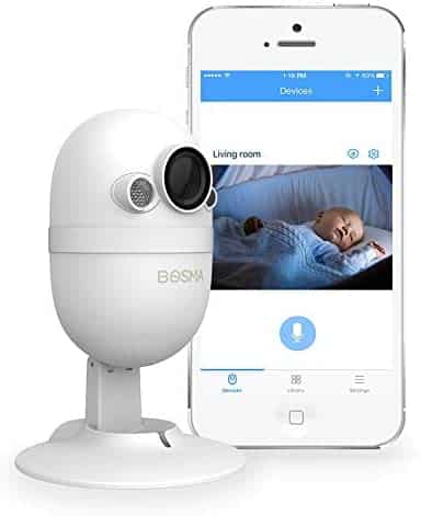 Bosma CapsuleCam-S Baby Monitor HD Indoor Security Camera with Phone app, 1080p HD WiFi Camera with 2 Way Audio, Super Wide 138° Angle, Night Vision, Motion and Sound Detection, Free Local Storage