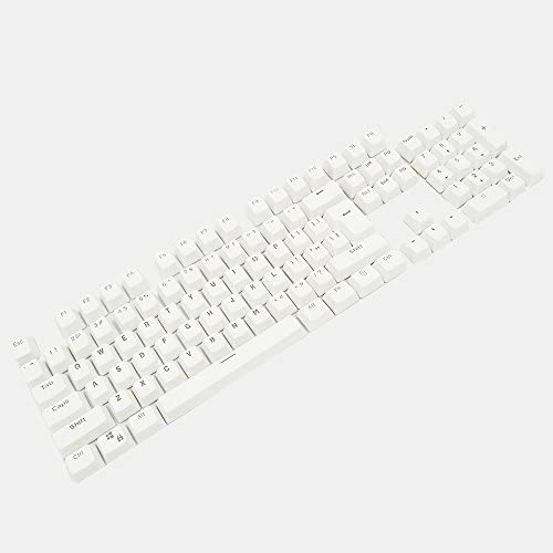 Bossi White Color 104 Keys PBT Double-shot Keycaps Replacement Mechanical Keycaps for Cherry Mechanical MX Switch Keyboard with Key Puller