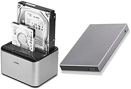 Bundles SSK Aluminum Hard Drive Docking Station and SSK Aluminum USB3.0 to SATA 2.5” External Hard Drive Enclosure Adapter