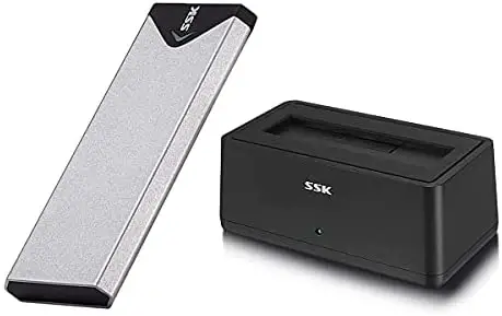 Bundles SSK USB 3.0 to SATA External Hard Drive Docking Station Enclosure Adapter for 2.5 & 3.5 Inch HDD SSD SATA and SSK Aluminum M.2 NVME SSD Enclosure Adapter