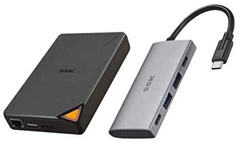 Bundles SSK USB C 10Gbps Hub, 4-in-1 Type C Multiport Adapter with 2 USB C 3.2 Gen2 10Gbps, 2 USB A 3.2 Gen2 10Gbps,USB C Dock ANDSSK1TB Personal Cloud External Wireless Hard Drive Portable Storage