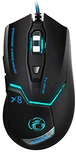 CAOMING X8 LED Colorful Light USB 6 Buttons 3200 DPI Wired Optical Gaming Mouse for Computer PC Laptop (Black) (Color : Black)