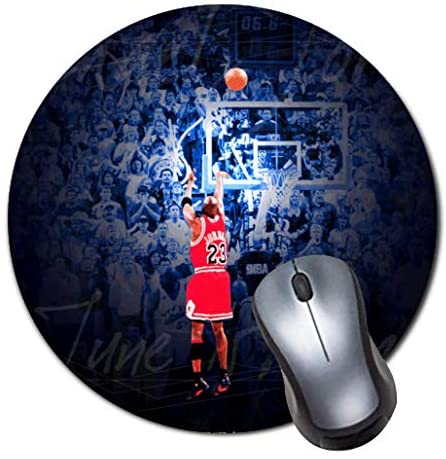CASEOET Round Gaming Mouse Pad Custom Design, 8″ Non-Slip Rubber Mousepad Mat for Desktops, Computer, PC and Laptops(Basketball a Shot of The Ages Jordan)